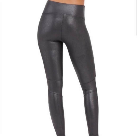 Spanx Faux Leather Moto Leggings. Women's Black Large - Picture 3 of 7